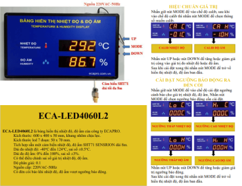 BẢNG LED HIỂN THỊ NHIỆT ĐỘ – ĐỘ ẨM ECA-LED4060L2